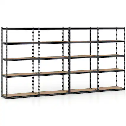 Front. Gymax - Gymax 4PCS 5-Tier Garage Shelving Unit 2200 LBS Heavy Duty Metal Storage Shelves - Black.