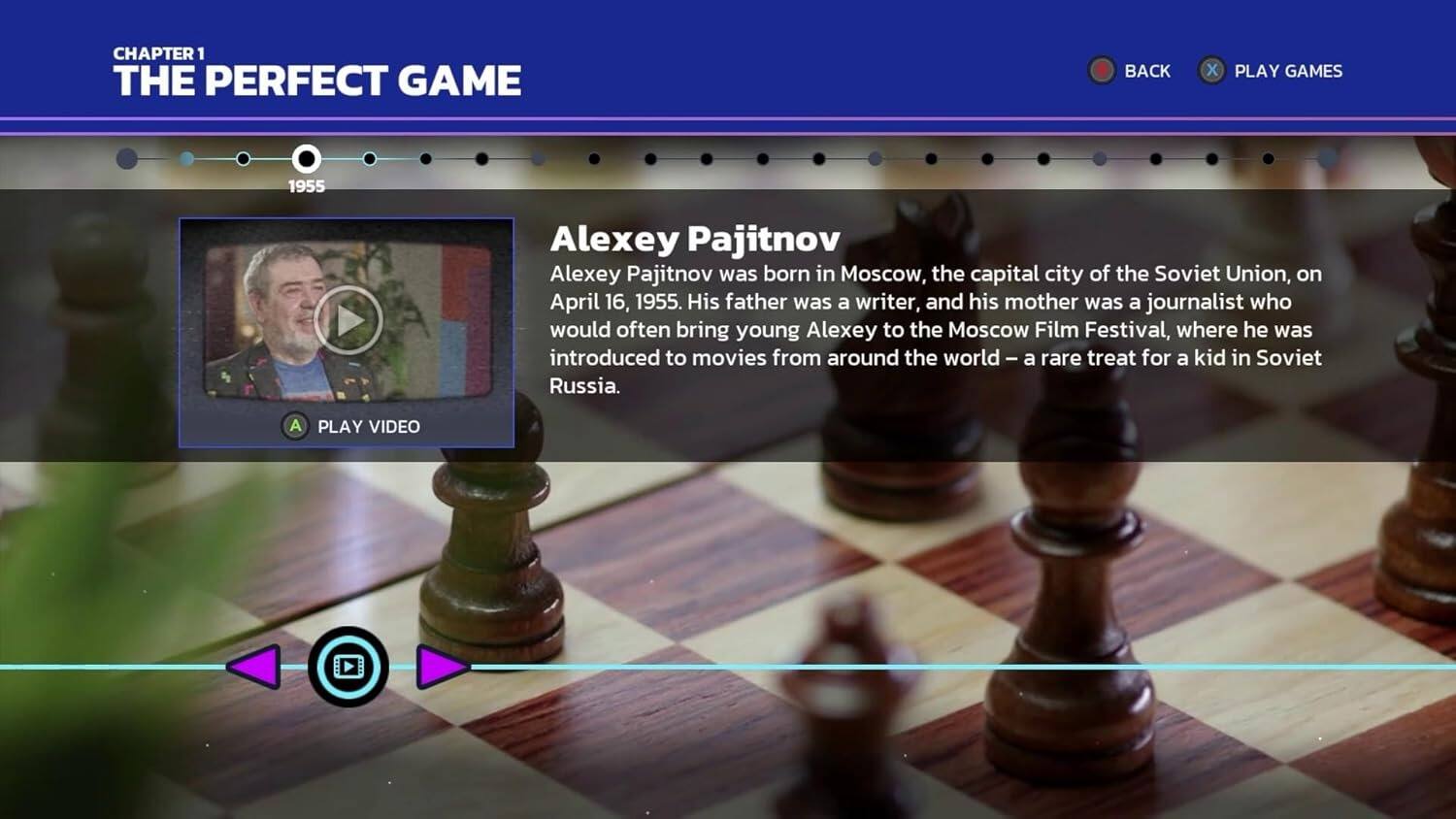 CHAPTER 1  
THE PERFECT GAME  

1955  

Alexey Pajitnov  

Alexey Pajitnov was born in Moscow, the capital city of the Soviet Union, on April 16, 1955. His father was a writer, and his mother was a journalist who would often bring young Alexey to the Moscow Film Festival, where he was introduced to movies from around the world - a rare treat for a kid in Soviet Russia.