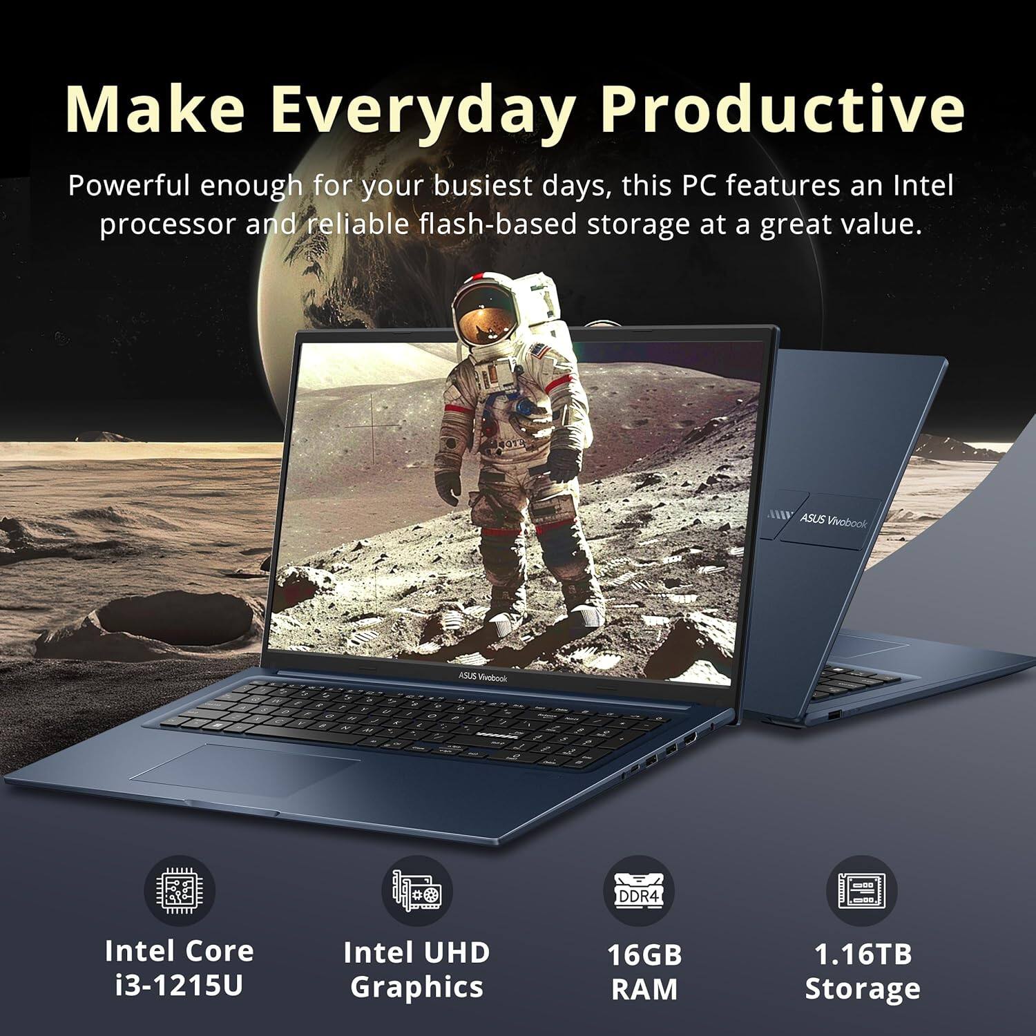 Make Everyday Productive

Powerful enough for your busiest days, this PC features an Intel processor and reliable flash-based storage at a great value.

ASUS Vivebook

Intel Core i3-1215U
Intel UHD Graphics
16GB RAM
1.16TB Storage