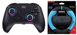 GG Gear - GRIPZ Racing Wheel + RGB Wireless Controller Bundle for Nintendo Switch 2 - Blue - Multicolor