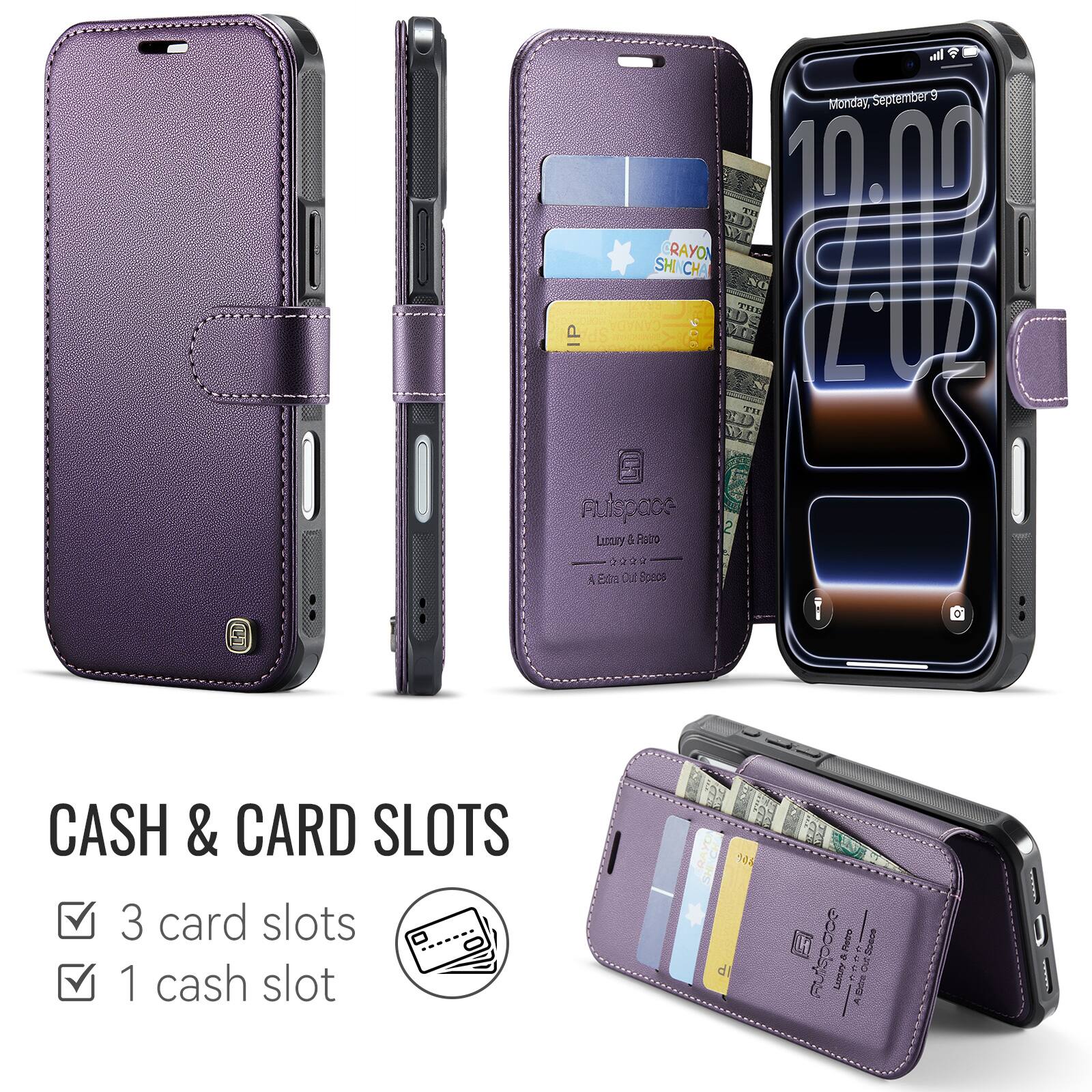 All September 9 Monday, TH 10.00 CRAYON SHI CH NO THE DIB

TH
Putepace Luctury & Ratro
20 A Extra Out Spece
0
CASH & CARD SLOTS 3 card slots 1 cash slot
P
H socasing AND outs