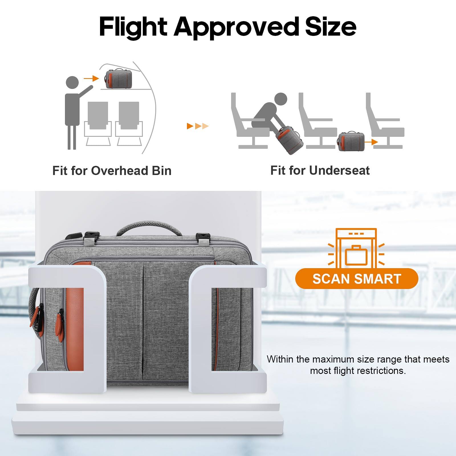 Alt View 5. Live At Space - Travel Backpack  42l Carry On Luggage Flight Approved Expandable Laptop - Black (Backpack With 4 Packing Cubes).