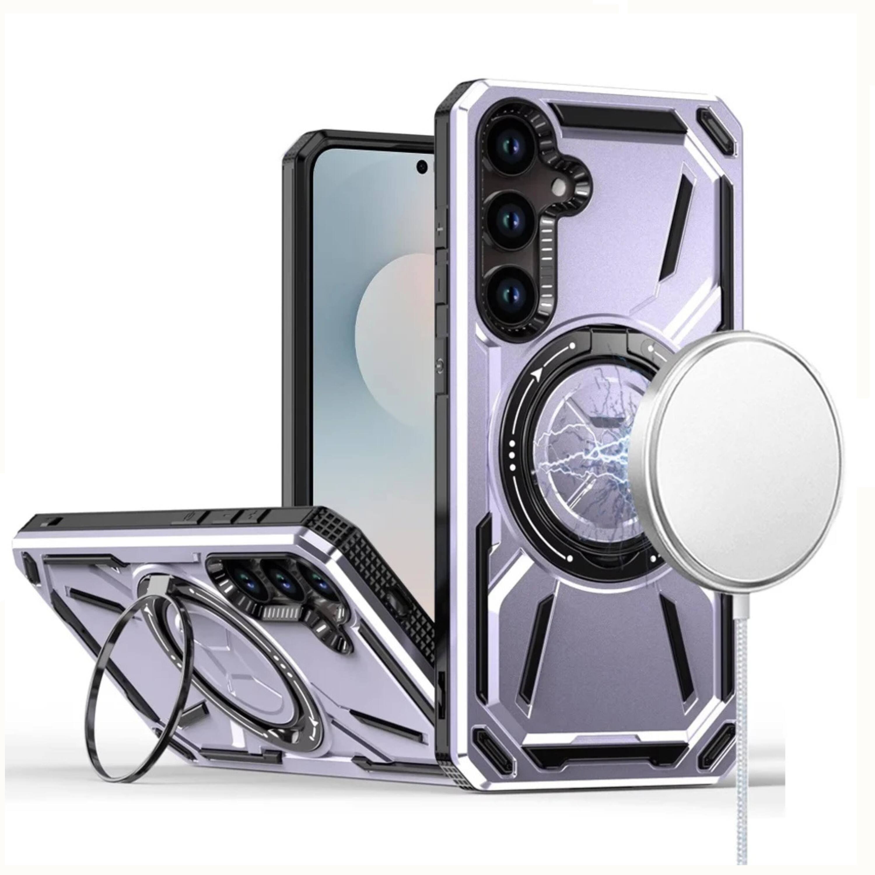 Front. Kitcheniva - Hybrid Shockproof Ring Stand Case With Tempered Glass For Samsung S26 6.3 Inch Light Purple - Purple.