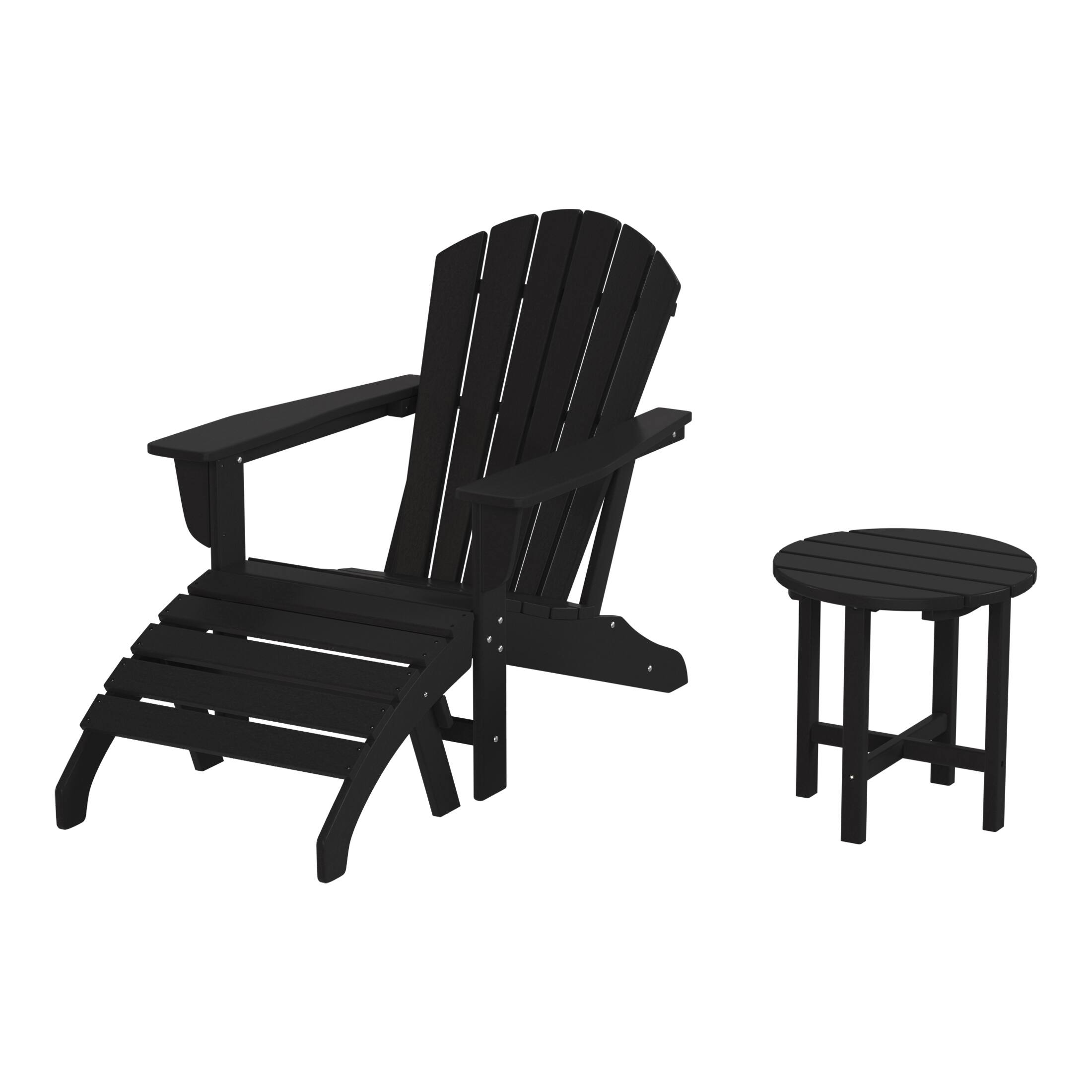 WestinTrends - Dylan Outdoor Adirondack Chair With Ottoman And Side Table 3-Piece Set - Black price history on PriceWatchPro