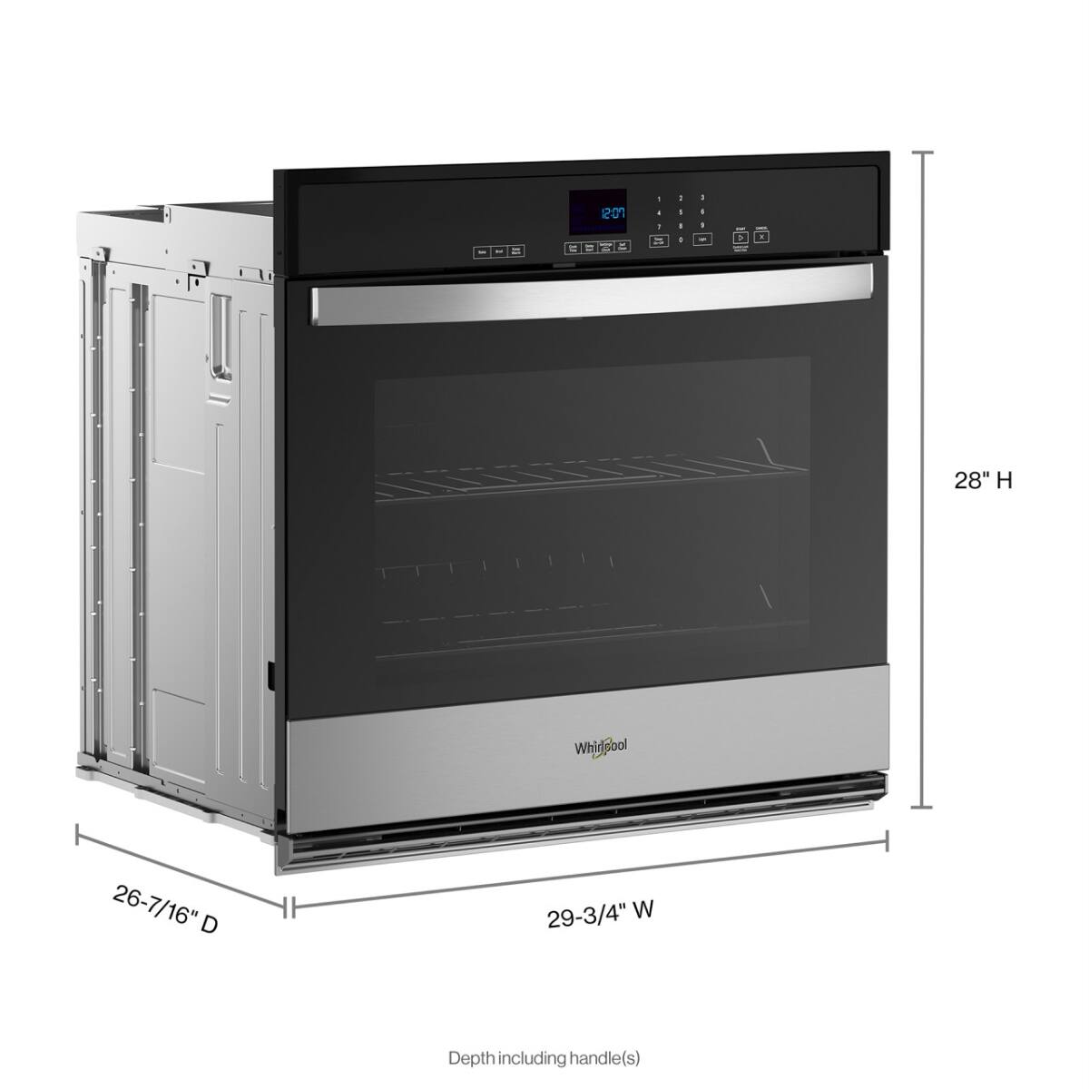Left. Whirlpool - 30" 5.0 Cu. Ft. Built-In Single Electric Wall Oven with Self-Cleaning - Stainless Steel.