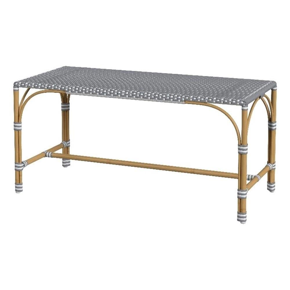 Butler Specialty - Tobias 40 in. W Outdoor Rectangular Rattan Dining Bench - Gray And White Dot