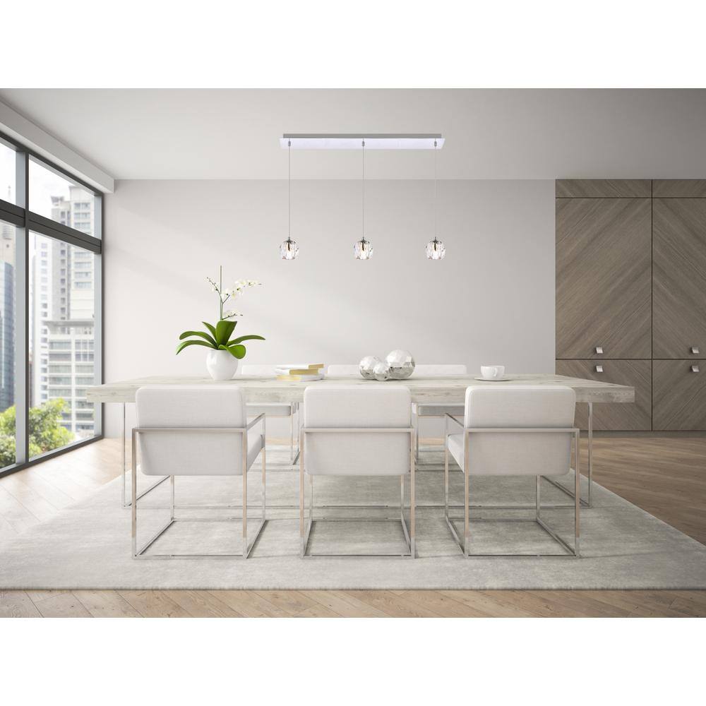 Angle. Elegant Lighting - Eren 3 lights Chrome pendant - Chrome.