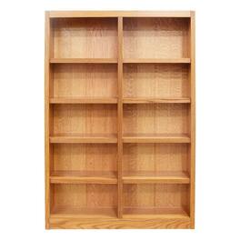 Concepts in Wood - Double Wide Bookcase 10 Shelves Dry Oak Finish - Brown