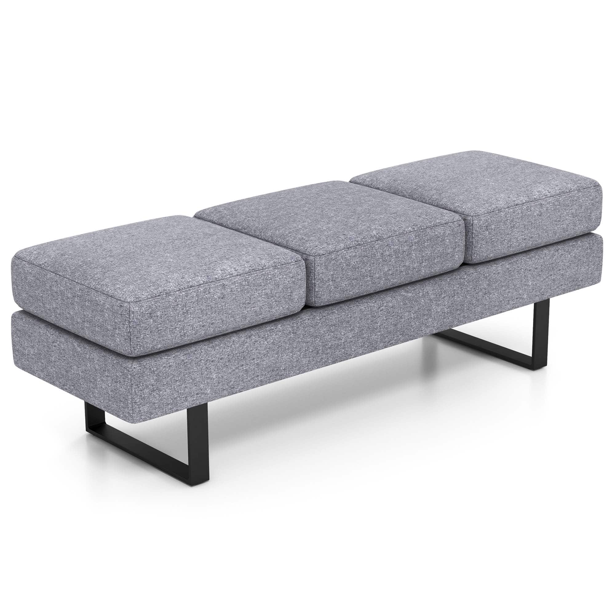 Costway - Waiting Room Bench Seating with Metal Frame Leg Upholstered Reception Bench - Gray