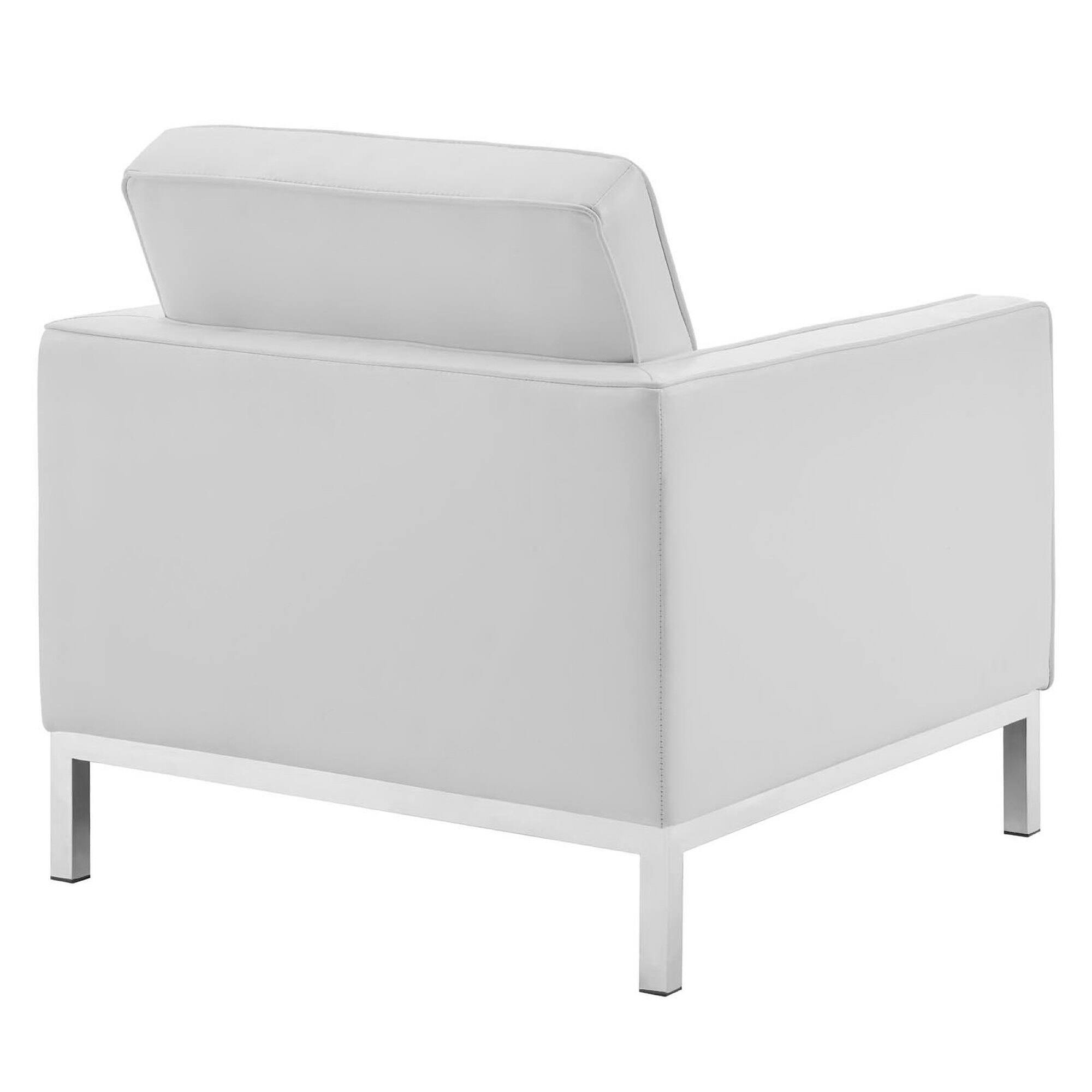 Alt View 1. Modway - Loft Tufted Upholstered Faux Leather Sofa and Armchair Set by Modway - White.