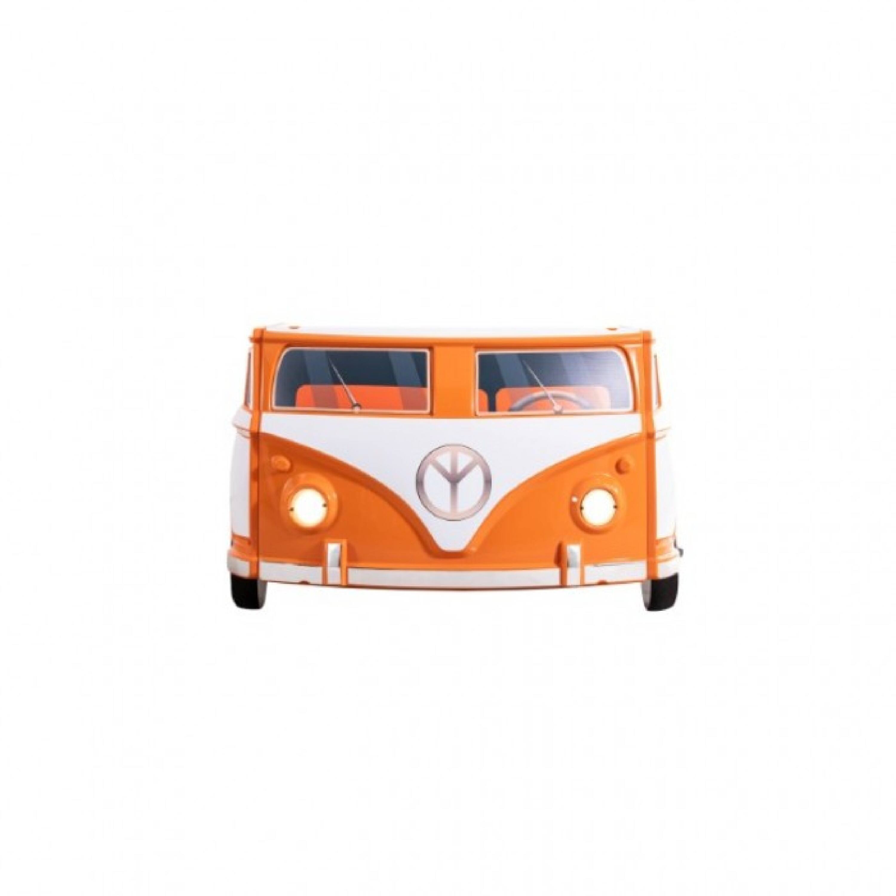 Alt View 1. Manhattan Lane - Xiel Bus Twin Bed, Peace Sign, LED Lights and Sound Effects - Orange.