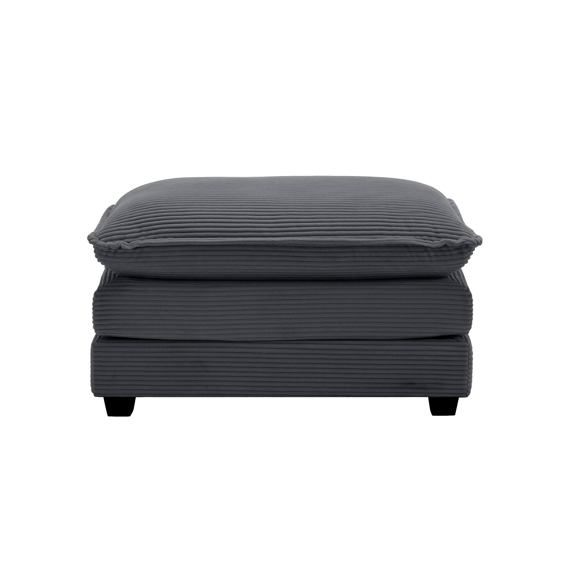 Front. APRILSOUL - Ottoman Footstool in Corduroy Fabric Gray Corduroy Fabric - Gray.