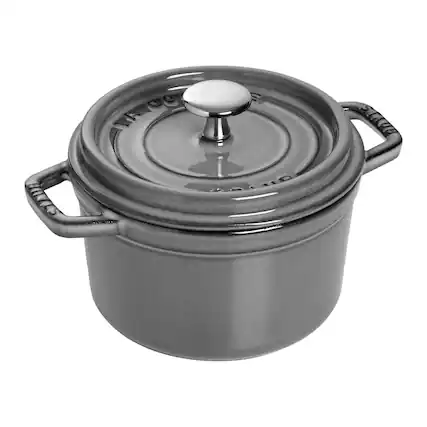 Front. Staub - Staub Cast Iron 1.25-qt Round Cocotte - Graphite Grey - Graphite Grey.
