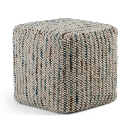 Front. Simpli Home - Zoey Woven Cube Pouf - Multi Color.