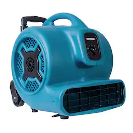 XPOWER - 3/4 HP 3200 CFM 3 Speed, Carpet Dryer, Blower with Telescopic Handle and Wheels - Blue
