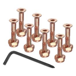 Unique Bargains - 13.5 mm/0.5" Skateboard Hardware Kit, 8pcs Mounting Screws Bolts Nuts Set with Hex Key for Cruiser - Orange