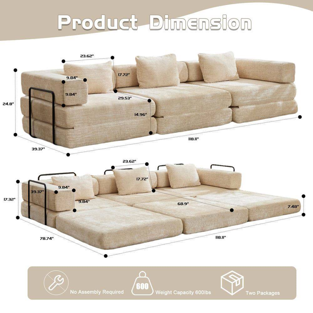 Product Dimension

- 23.62" x 9.84" x 17.72"
- 24.8" x 9.84" x 29.53"
- 39.37" x 14.96" x 8.1"
- 39.37" x 9.84" x 17.32"
- 68.9" x 7.48" x 78.74"

No Assembly Required

Weight Capacity 600lbs

Two Packages