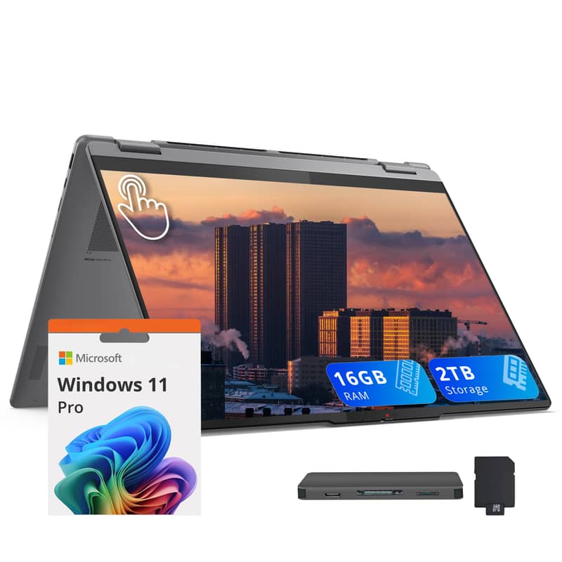 Lenovo - Yoga 7i 16" 2-in-1 Touch,Ultra 7 256V,16GB RAM,1TB SSD+1TB Dock Set,Backlit Keyboard,Fingerprint,Win 11 Pro,Grey - Gray