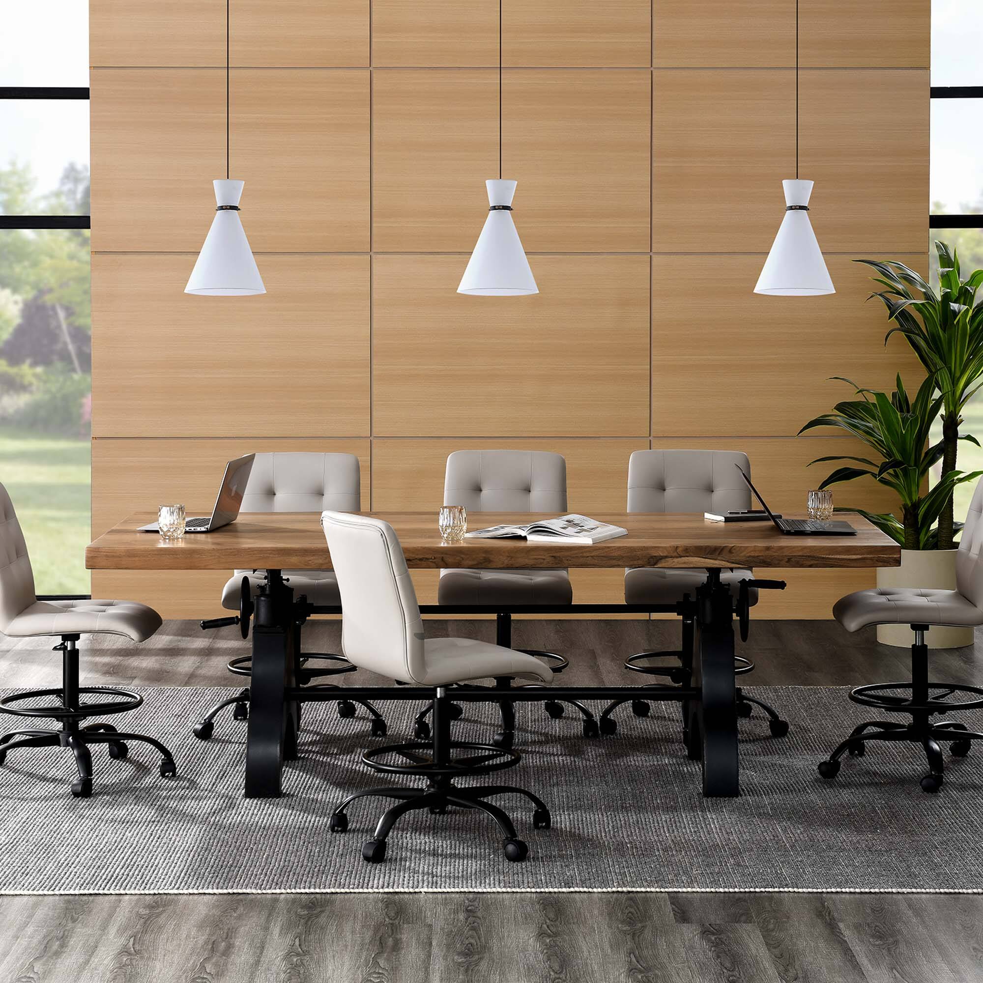 Alt View 9. Modway - Genuine 96" Crank Adjustable Height Dining and Conference Table by Modway - Black Natural.