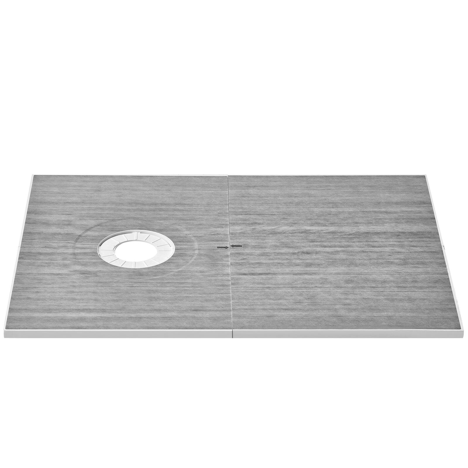 Front. VEVOR - Shower Curb Kit, 60"x38" Shower Pan Kit with 6.3" Offset Drain, Lightweight EPS Shower Installation Kits - Gray.