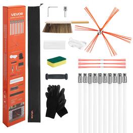 VEVOR - 33 ft Extendable Chimney Cleaning Kit with Bristle Replacements & Goggles, Flexible Design for 90° Angles