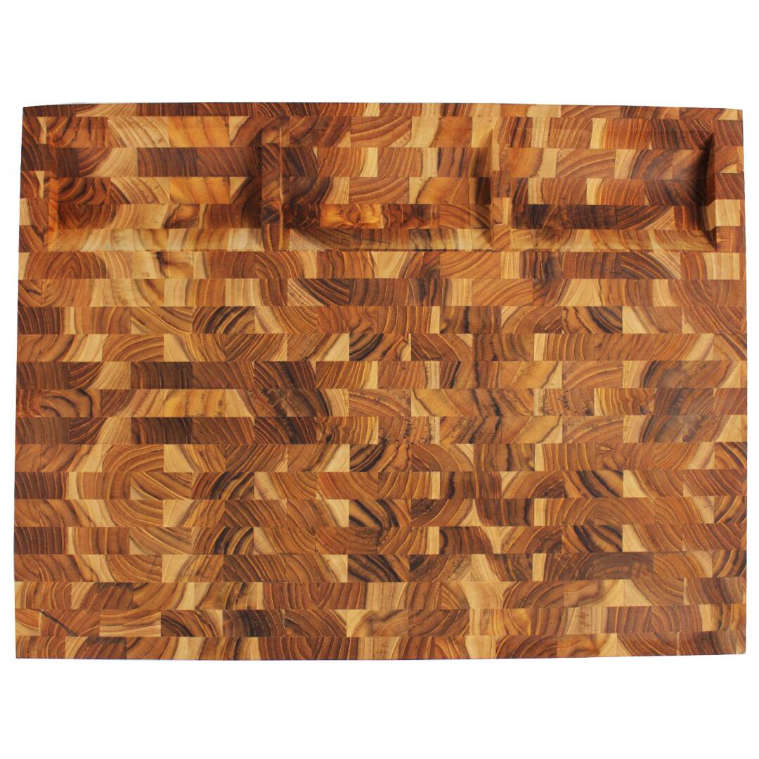 Front. EcoDecors - EcoDecors FSC Certified Solid End Grain Teak Wood Cutting Board 24" x 18" - End Grain Teak.