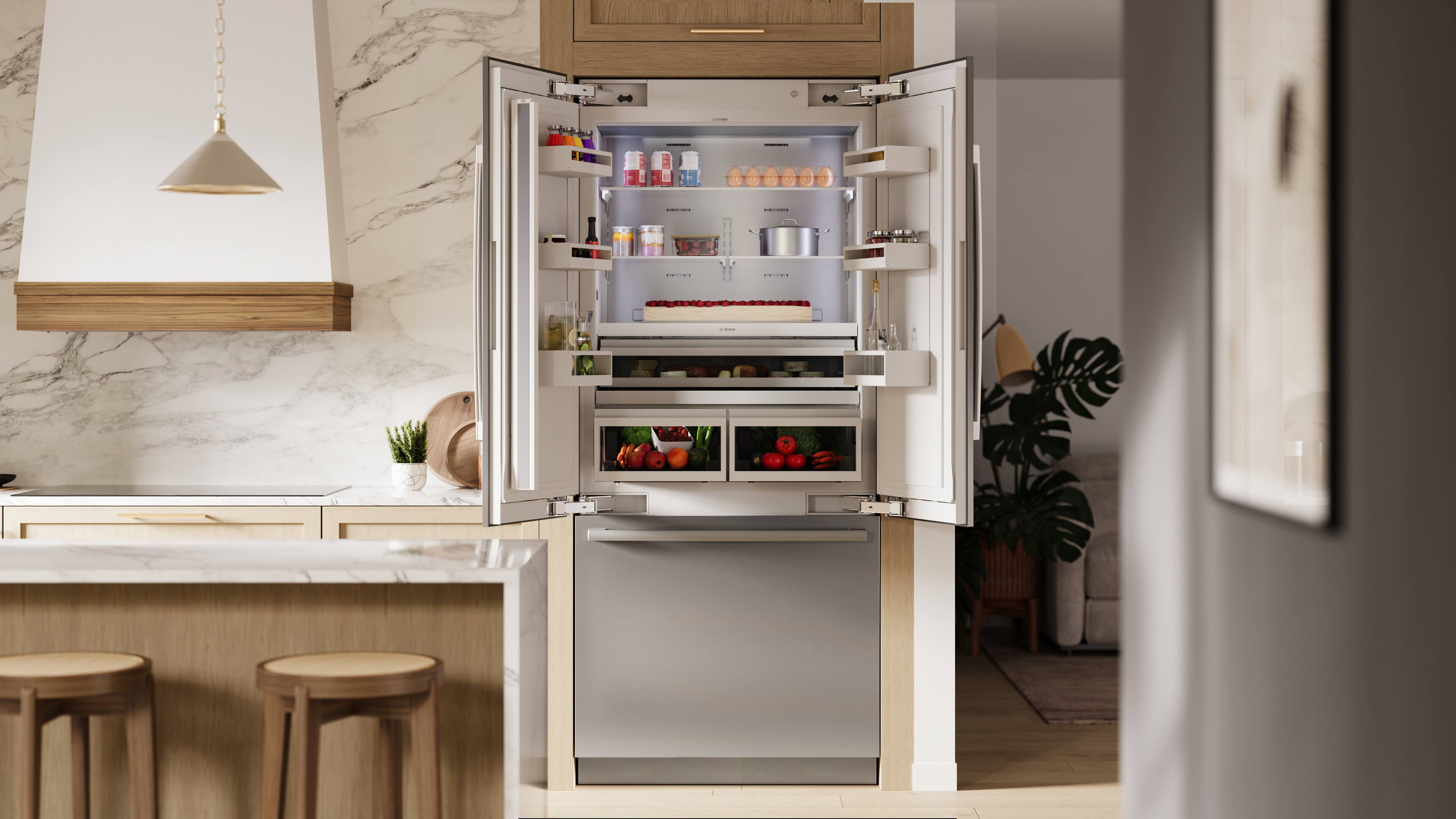 Alt View 18. Bosch - Benchmark Series 20.1 Cu. Ft. French Door Counter-Depth Smart Refrigerator - Stainless Steel.