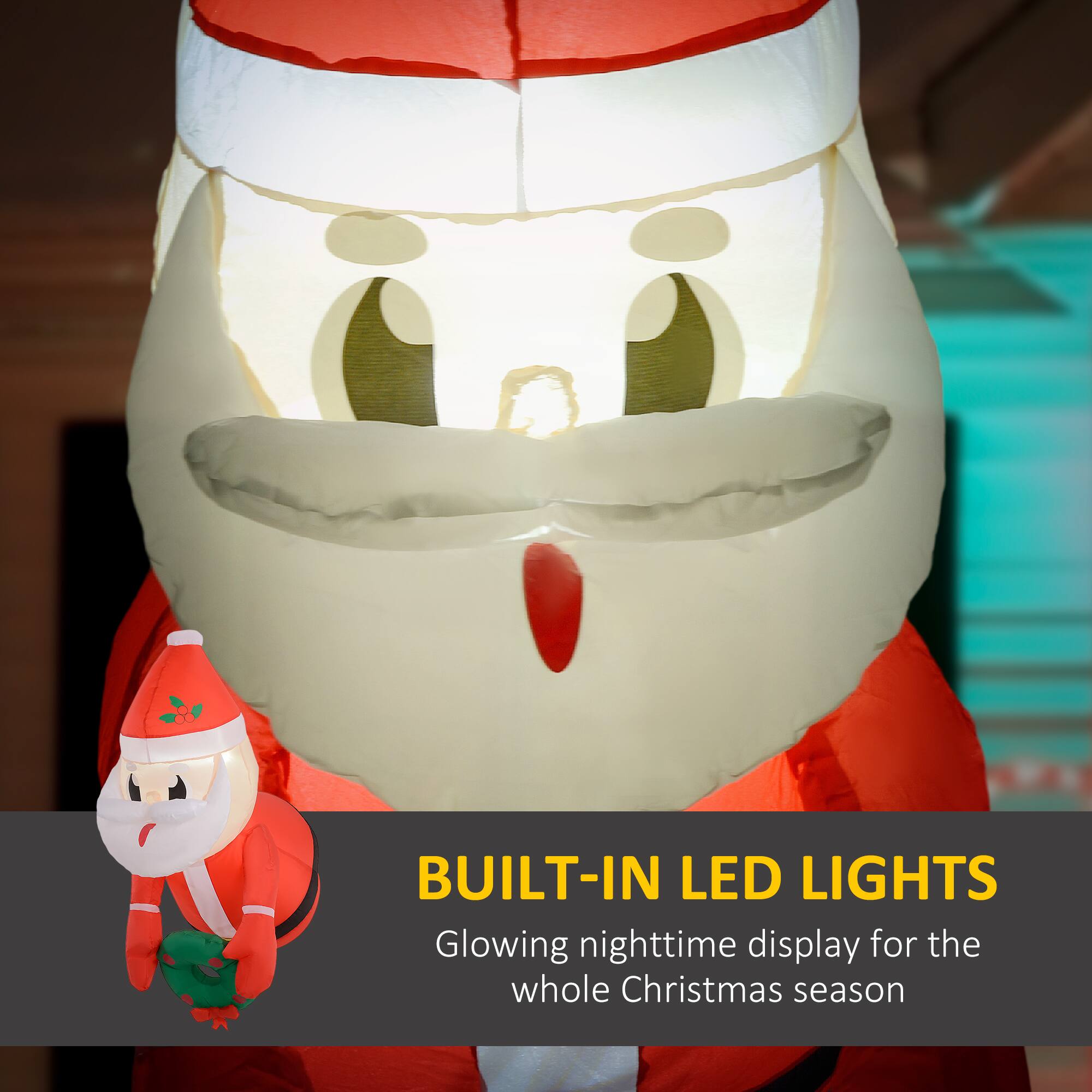 BUILT-IN LED LIGHTS: Glowing nighttime display for the whole Christmas season.