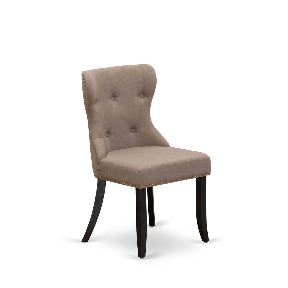 Alt View 2. East West Furniture - Set of 2 - Dining Room Chair- Upholstered Dining Chairs Includes Wirebrushed Black Wooden Frame - Black.