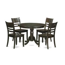 East West Furniture - 5 PC small Kitchen Table and Chairs set-Dining Table and 4 dinette Chairs - Cappuccino