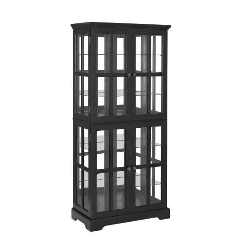Alt View 6. LUCKY ONE - Freestanding Antique Curio Display Cabinet with Glass Doors Adjustable Shelves E26 Bulb for Collectibles - Black.