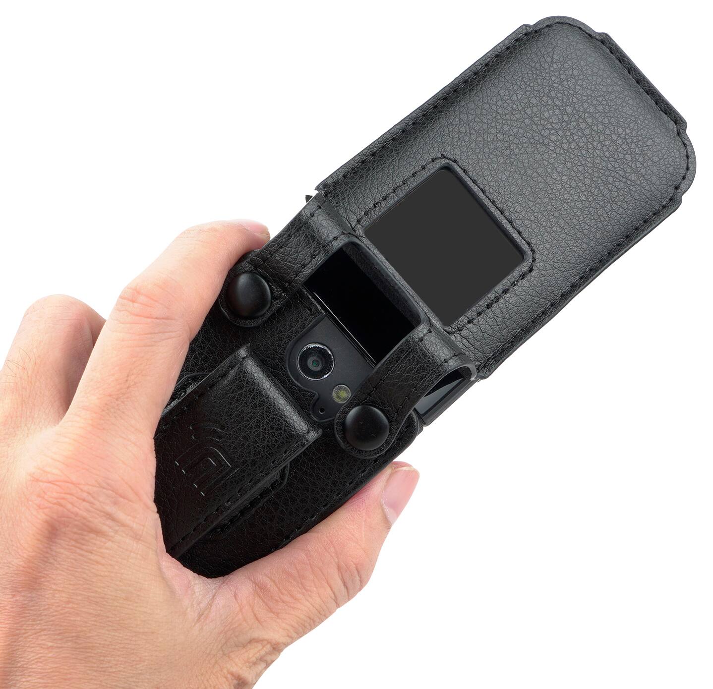 Alt View 3. Nakedcellphone - Case for Nokia 2720 V Flip Phone, 2720V - Vegan Leather with Belt Clip - Black.