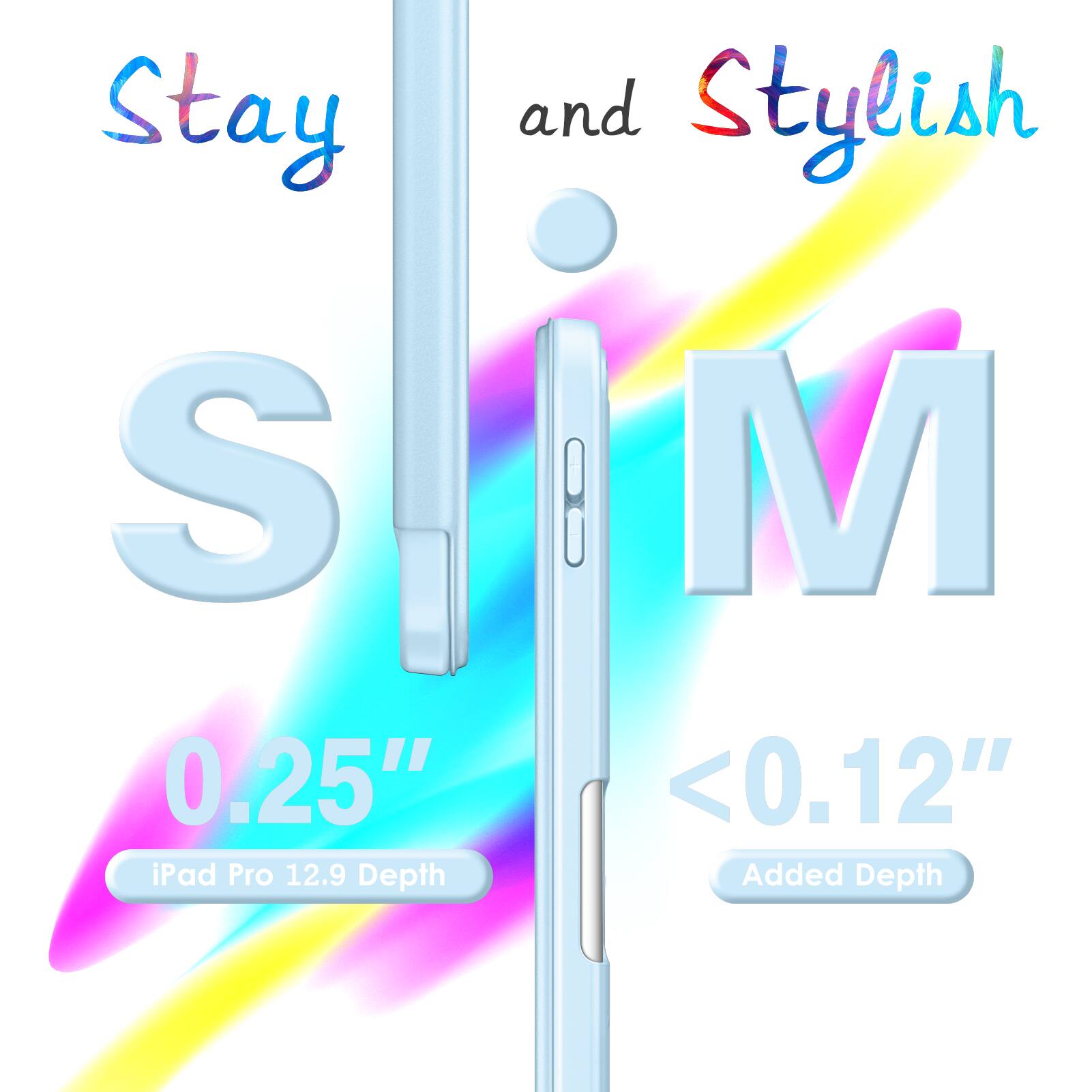 Stay and Stylish  
S M  
0.25" iPad Pro 12.9 Depth  
<0.12" Added Depth