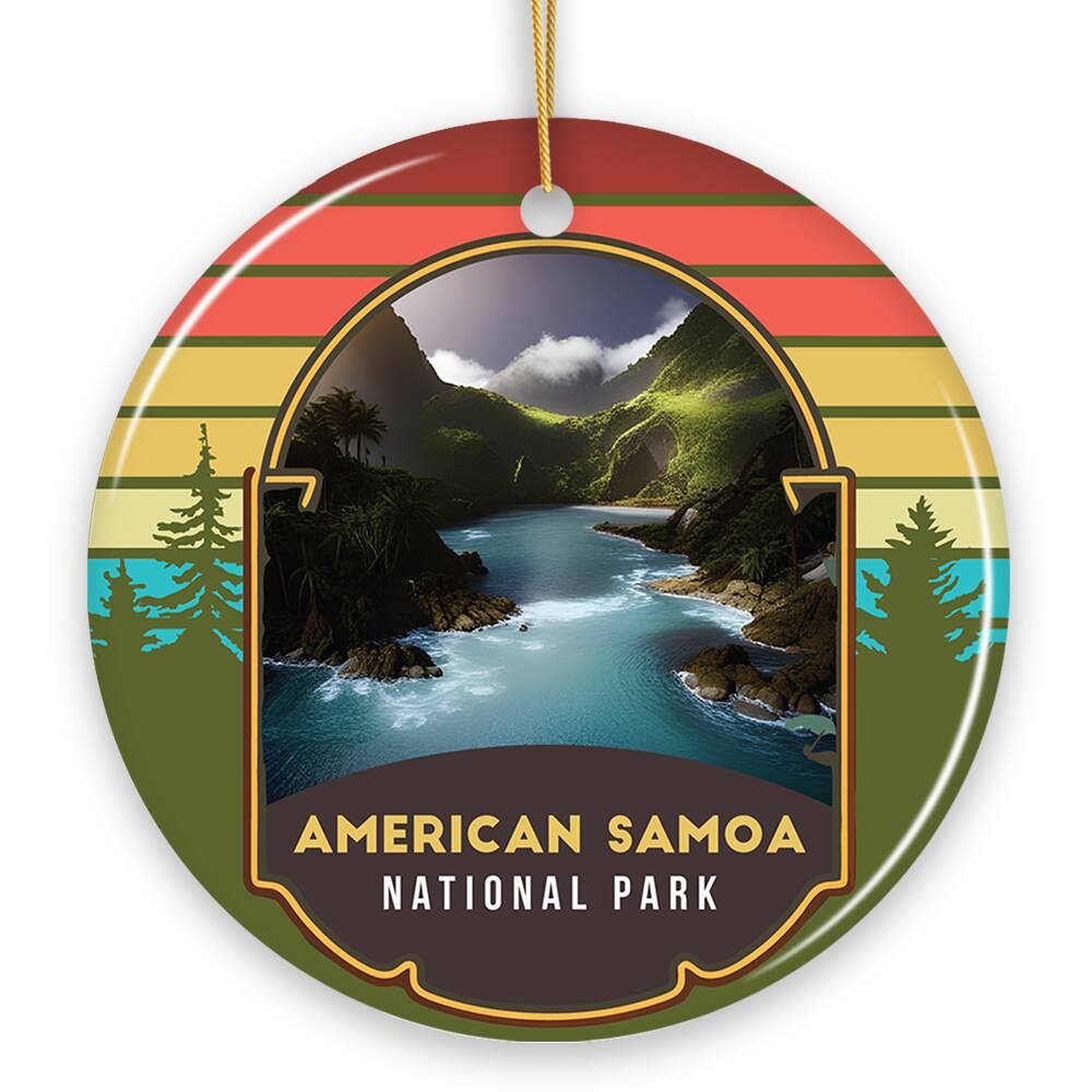 OrnamentallyYou - American Samoa National Park Retro Style Ornament Tutuila Tourist Attraction and Gift - Multi-colored