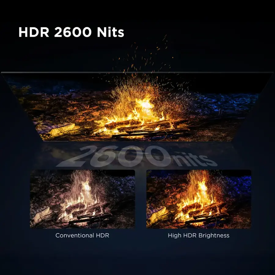 HDR 2600 Nits: Conventional HDR: High HDR Brightness