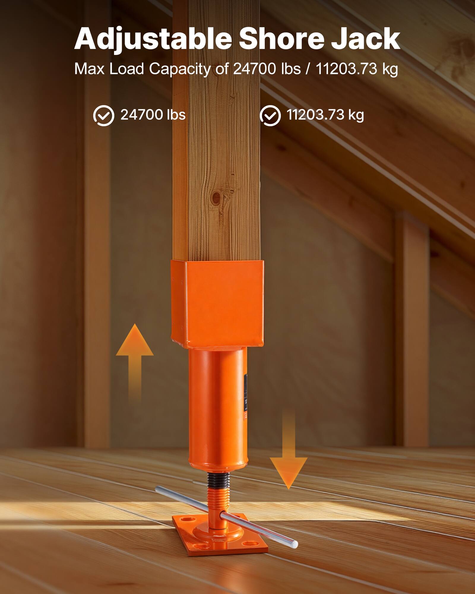 Adjustable Shore Jack  
Max Load Capacity of 24700 lbs / 11203.73 kg  
24700 lbs  
11203.73 kg