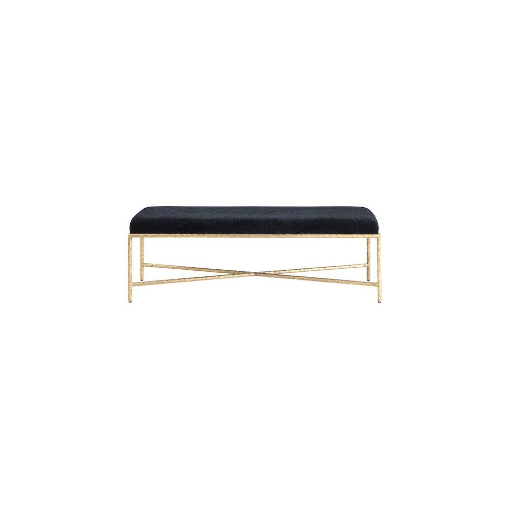 Alt View 2. Meridian Furniture - Valley Black Chenille Fabric Bench - Black.