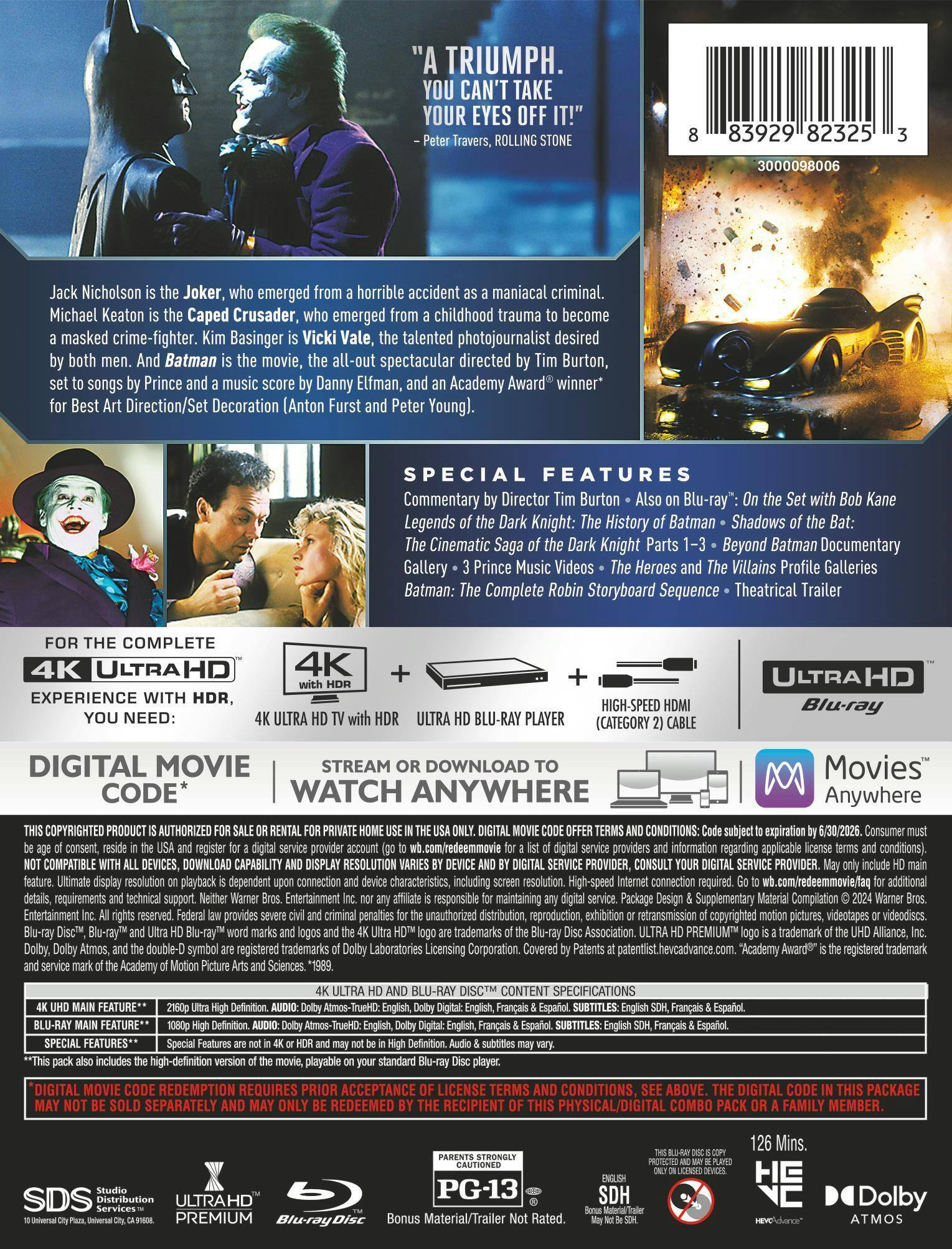 Back. Batman (1989) (Limited Edition Steelbook + Blu-ray) [UHD].