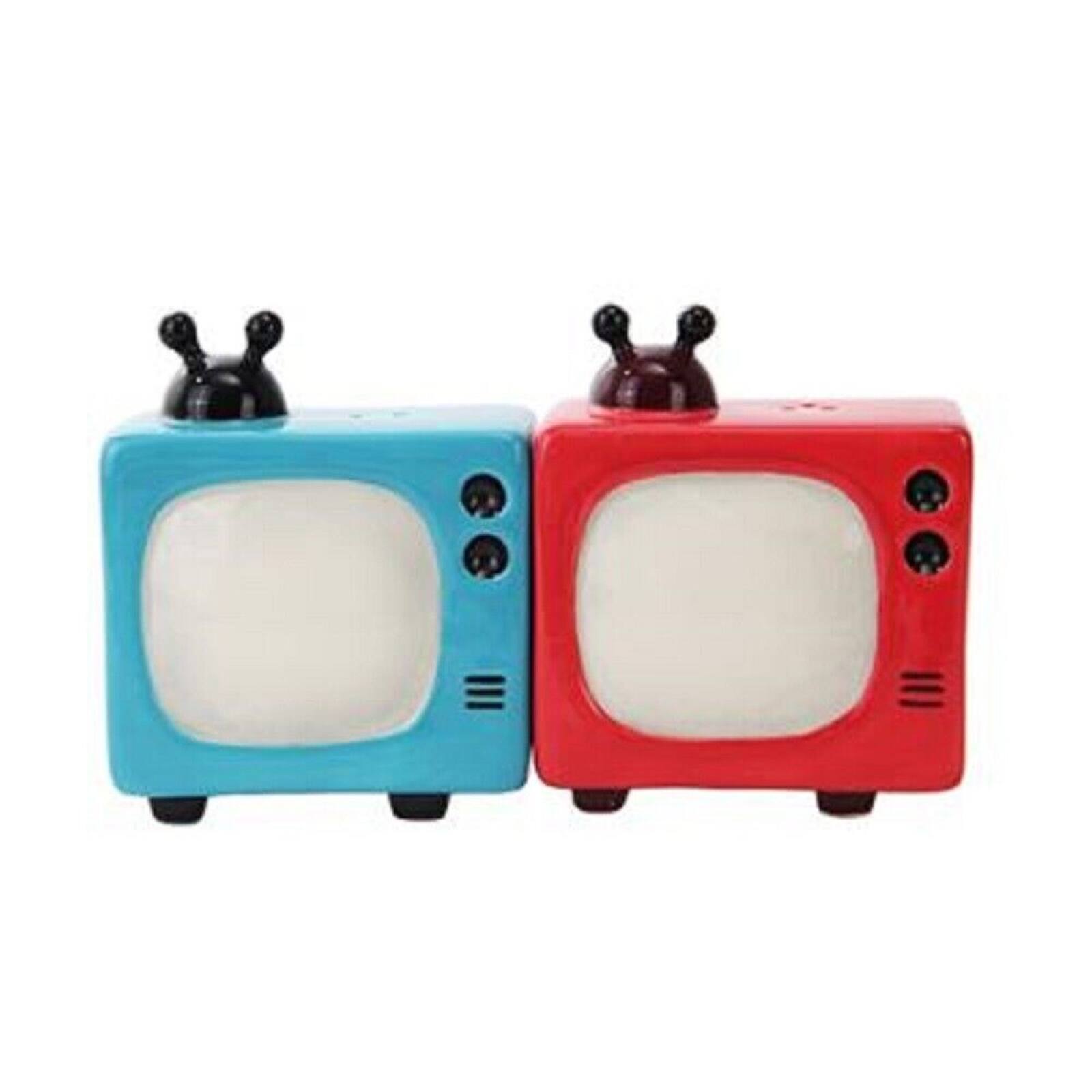 Angle. Pacific Trading - Retro Televisions TV Ceramic Magnetic Salt and Pepper Shakers - Multicolor.