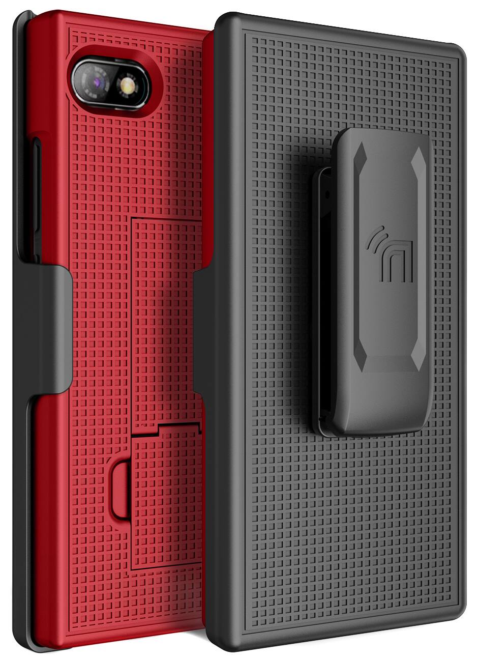 Nakedcellphone - Case with Stand and Belt Clip Holster Combo for Unihertz Titan Slim - Red