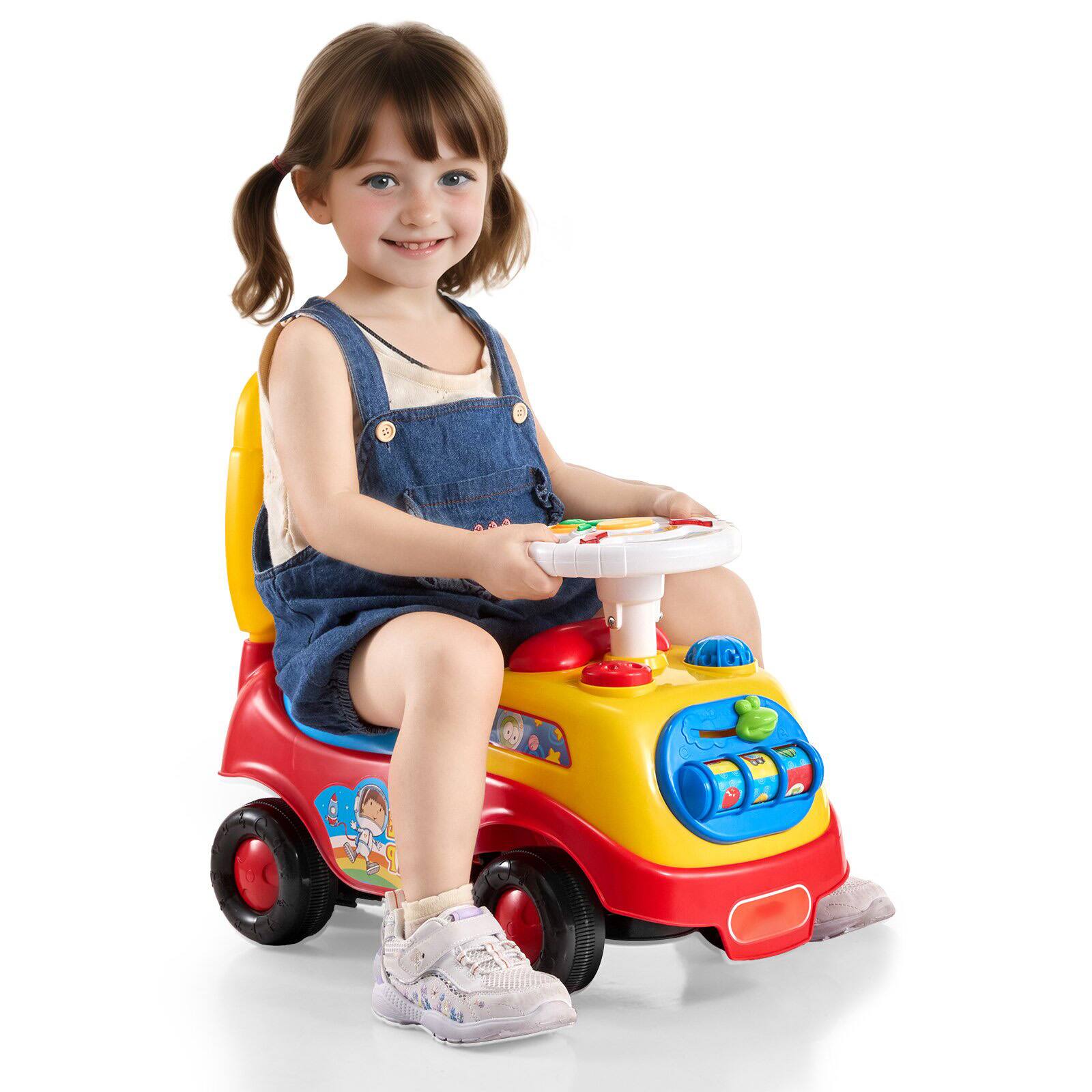Alt View 8. Glintex - Battery Ride-On Car for Toddlers, Sit to Stand Push Car with Music Horn & Storage, Classic Toddler Ride Racer, Ages 1-3 - Multicolored.
