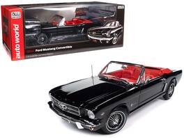 Autoworld - 1964 1/2 Ford Mustang Convertible "American Muscle" Series 1/18 - Raven Black With Red Interior