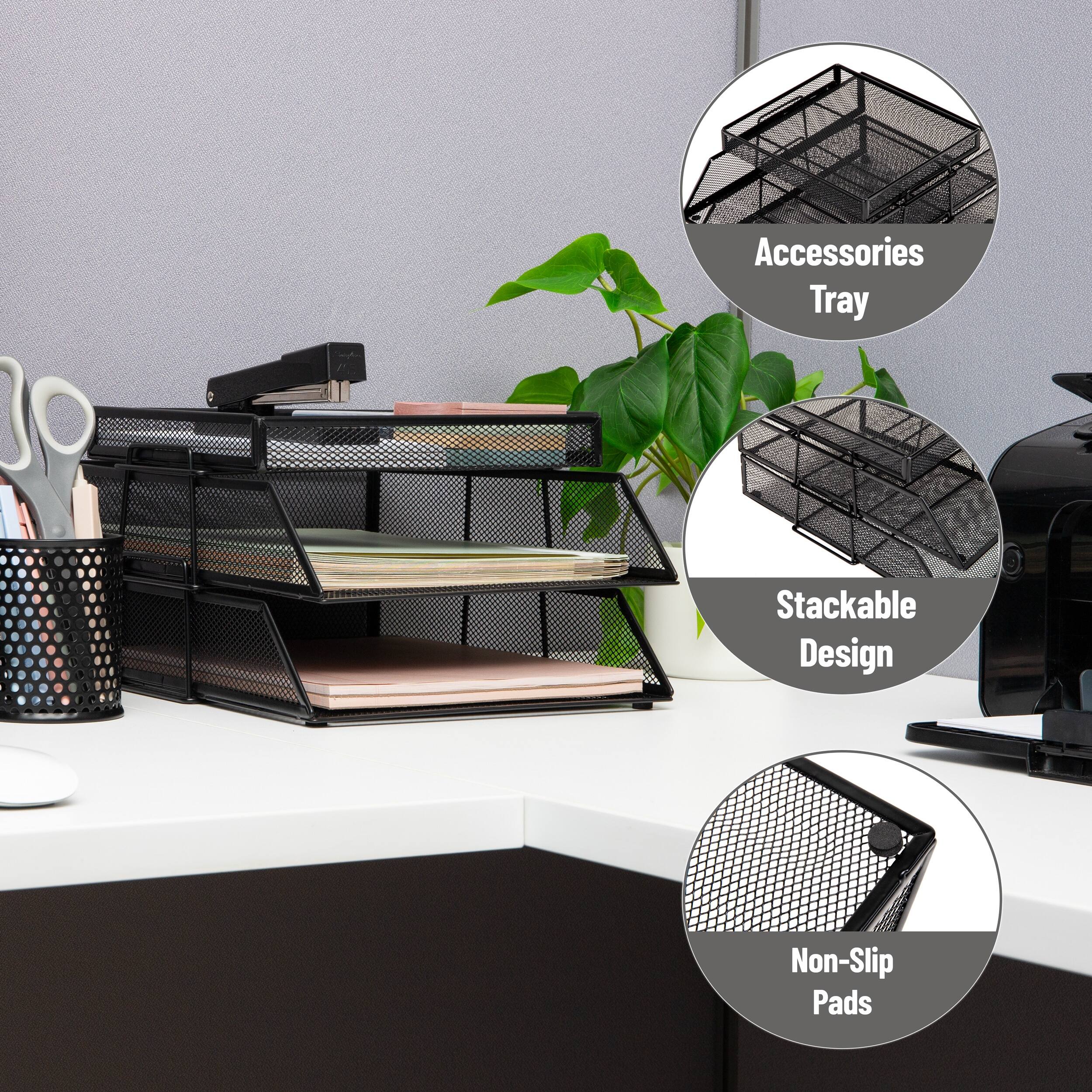 - Accessories Tray
- Stackable Design
- Non-Slip Pads