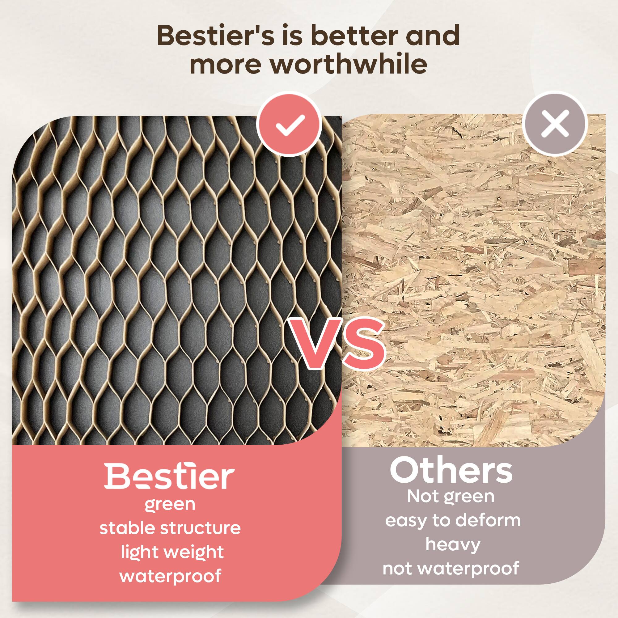 Bestier's is better and more worthwhile.
Bestier:
- Green stable structure
- Light weight
- Waterproof
Others:
- Not green
- Not stable structure
- Not light weight
- Not waterproof