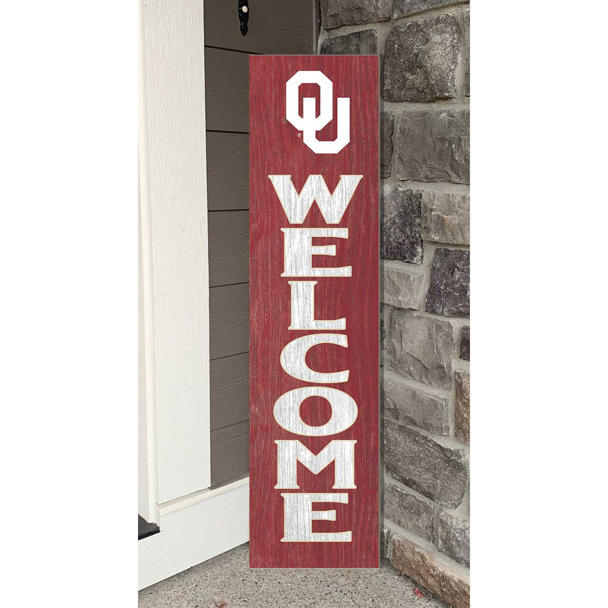 Alt View 1. Jardine - Oklahoma Sooners 12'' x 48'' Welcome Outdoor Leaner - Red.