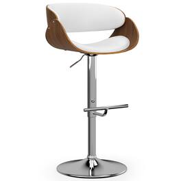 Simpli Home - Amery Mid Century Modern 34 inch Adjustable Swivel Bar Stool Vegan Faux Leather - White
