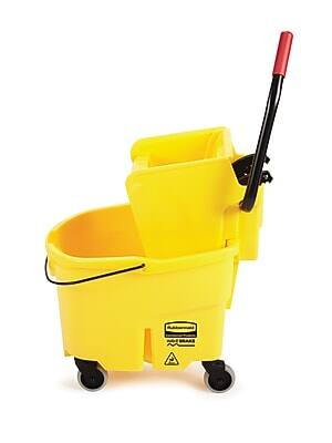 Front. RubberMaid - Rubbermaid WaveBrake® 2.0 Janitorial Side-Press Bucket and Wringer, 26 Quart, Yellow (FG748000YEL) - Yellow.