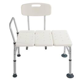 Winado - Shower Chair Bath Tub Shower Transfer Bench Stool with Backrest Seat, Adjustable Heights, Non-Slip Handle, Drain Holes - White