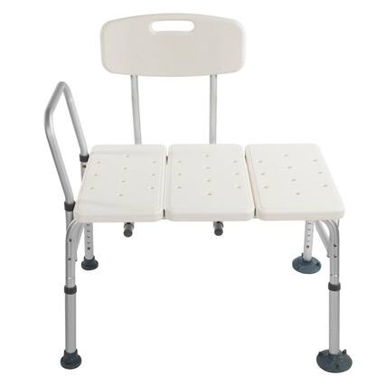 Front. Winado - Shower Chair Bath Tub Shower Transfer Bench Stool with Backrest Seat, Adjustable Heights, Non-Slip Handle, Drain Holes - White.