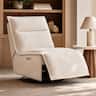 ModernMate - 29.1" Modern Cotton-Linen Armless Power Recliner with Zero Gravity Swivel Rocker and Built-in USB & Type-C - Off-White